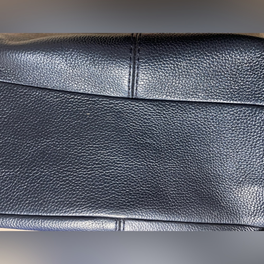 Coach Lexi Chain Shoulder Bag Metallic Navy Blue Leather Purse Handbag - Picture 9 of 15